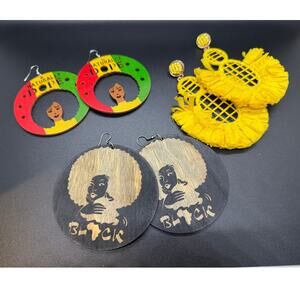 Very Nice Handcrafted African-inspired wooden and beaded drop earrings